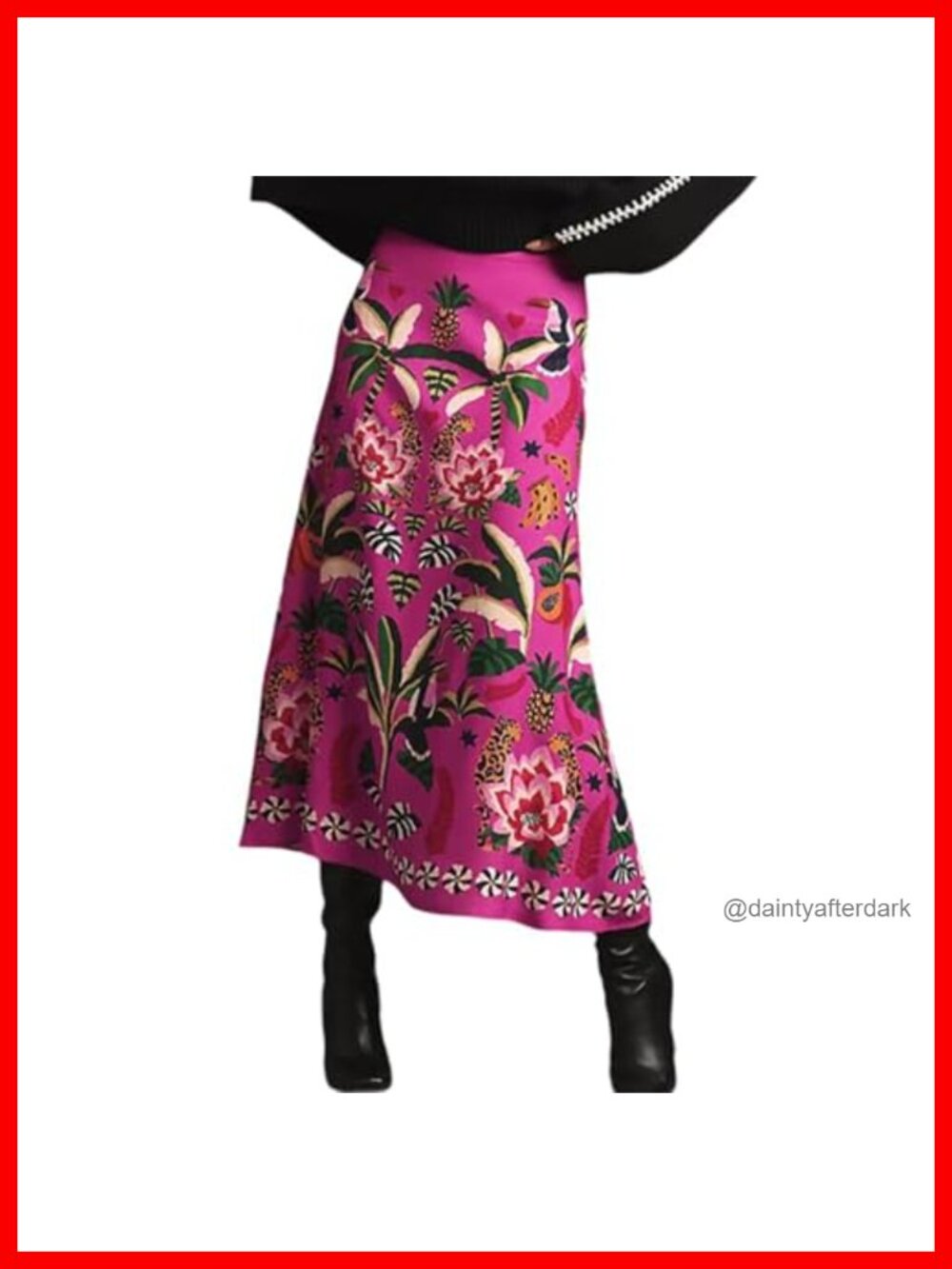 Satin Midi Skirt High Waisted A Line Floral Print Summer